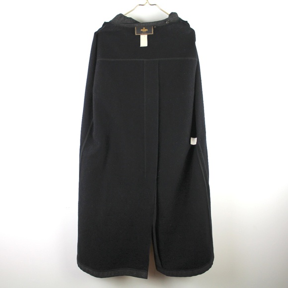 Fendi Vintage Double Faced Black Tan Wool Blend Top Coat Belted Long Trench 42 - Picture 8 of 12